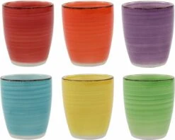 Tavola - Koffiemokken - Zonder Oor - Kleurrijk - Aardewerk - 160Ml - 6 Stuks - Ibizia -Tafelwaren Verkoop 1200x964 5