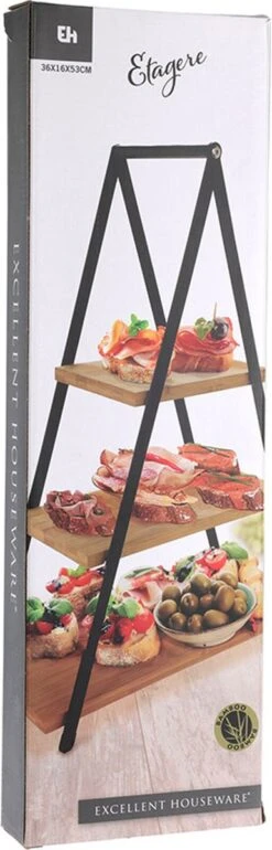 Merkloos Etagere Bamboe - Metaal - 3-laags-hoogte 53 Cm -Tafelwaren Verkoop 385x1200 2
