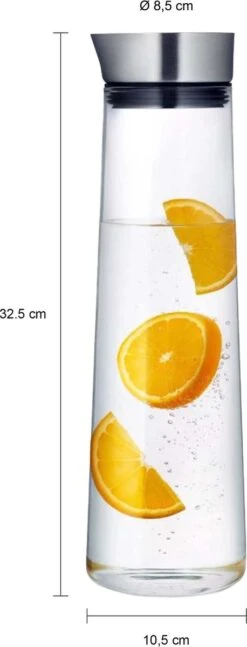 Krumble Karaf Van Glas - Waterkan - Met Deksel - 10,5 X 33 Cm (dxh) - 1,5 Liter - Glas En RVS -Tafelwaren Verkoop 458x1200 2