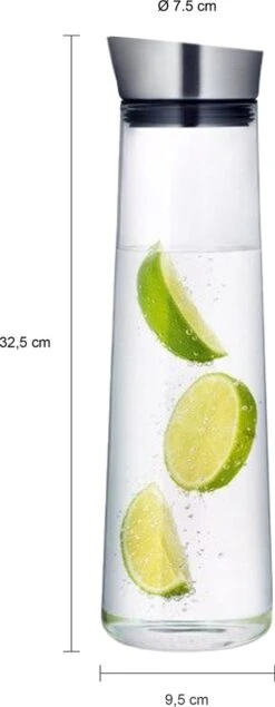 Krumble Karaf Van Glas - 1000ml - 1 Liter - 33 X 9,5 Cm (dxh) - Glazen Waterfles - RVS - Tafel Water -Tafelwaren Verkoop 467x1200 2