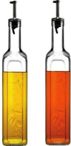 Homemade - Olie- En Azijnset Met Schenktuit - Glas- Set Van 2 - 1000 Ml