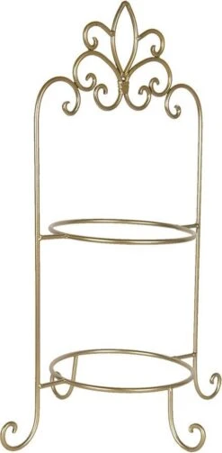 Clayre & Eef Etagère Voor 2 Borden 38x30x57 Cm Goudkleurig Ijzer Rond Borden Etagère Serveerschaal -Tafelwaren Verkoop 589x1200 1