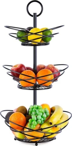 Fuegobird Fruitmand - Fruitmand Metaal - 3 Laags - Afneembaar - Zwart