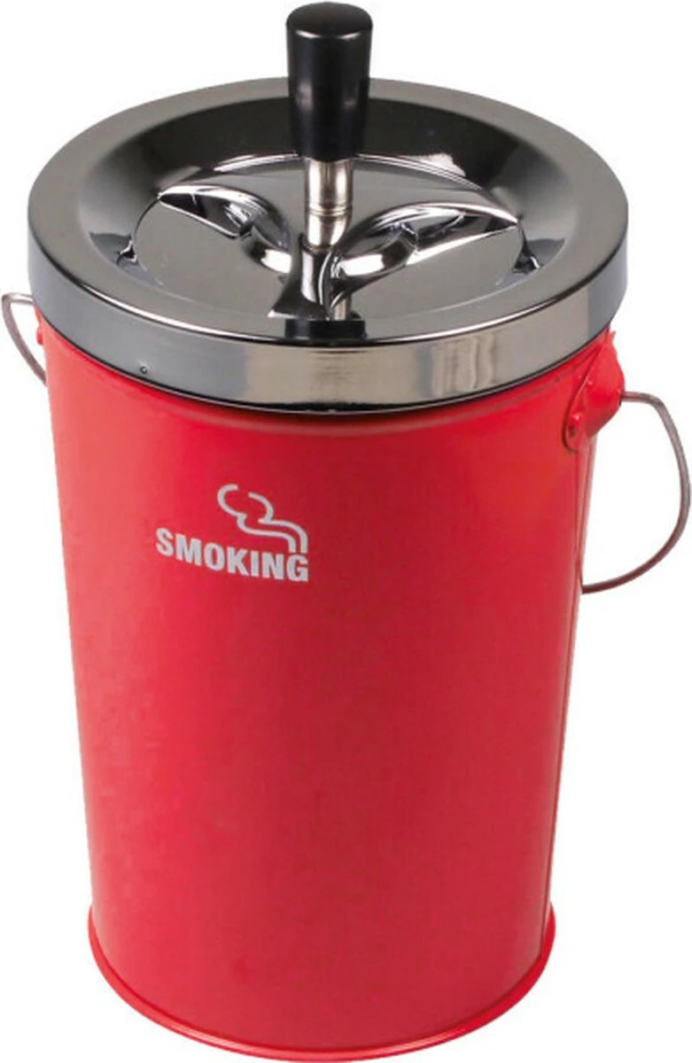 Merkloos Emmer Asbak - Asbak Voor Buiten - Draaiasbak - Asbak Met Deksel - Asbak Staand - 14x20cm - Chrome/Rood 1 Merkloos Emmer Asbak - Asbak Voor Buiten - Draaiasbak - Asbak Met Deksel - Asbak Staand - 14x20cm - Chrome/Rood