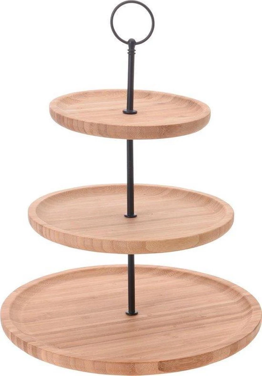 Merkloos Houten Etagere - Etagere - Bamboe - Zwart Metaal - Optil Oog - 3 Laags - 28, 21 En 16 Cm Bladen - 34 Cm Hoog 1 Merkloos Houten Etagere - Etagere - Bamboe - Zwart Metaal - Optil Oog - 3 Laags - 28, 21 En 16 Cm Bladen - 34 Cm Hoog