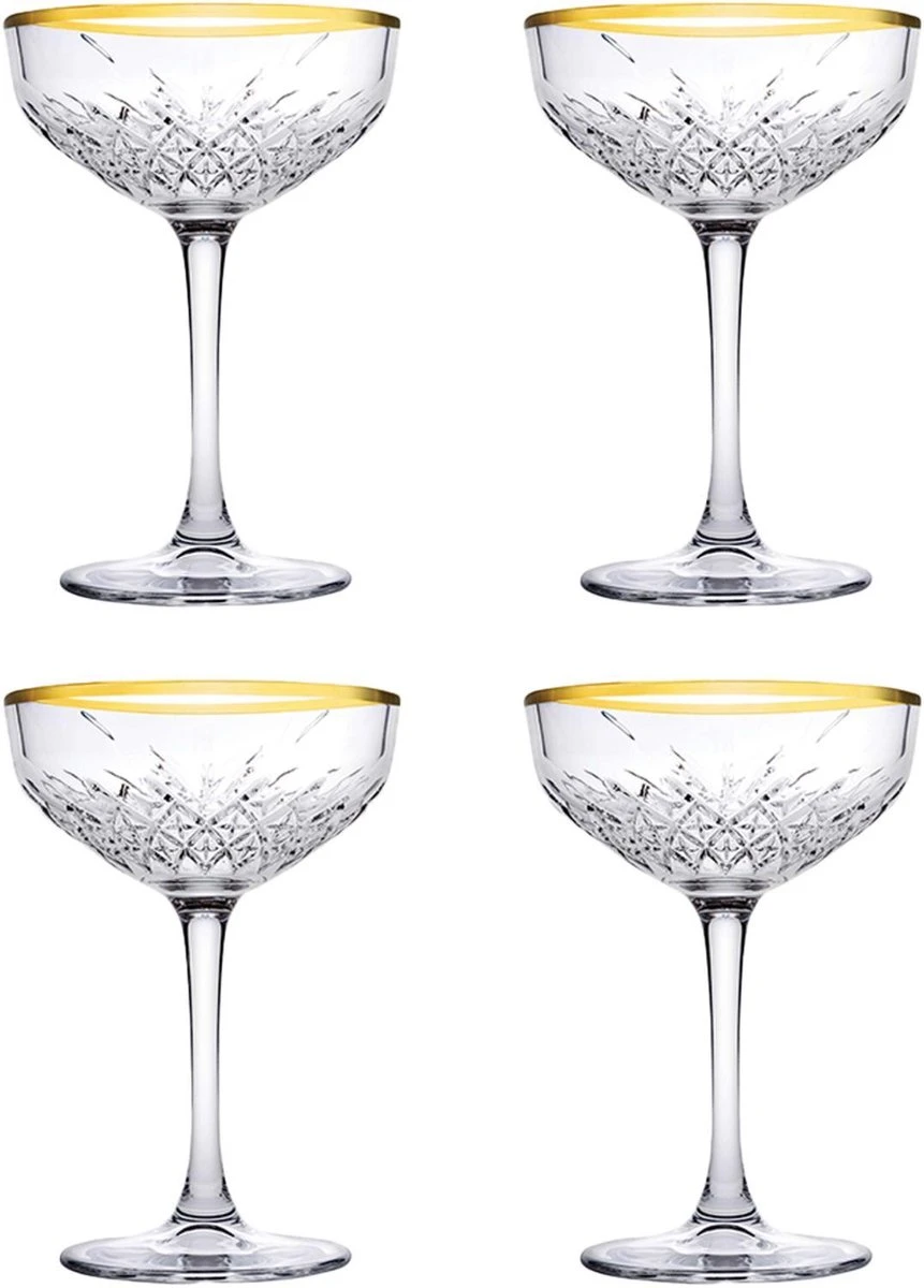 Pasabahce Champagnecoupe Timeless 27 Cl - Transparant Goud 4 Stuk(s) 7 Pasabahce Champagnecoupe Timeless 27 Cl - Transparant Goud 4 Stuk(s) - Afbeelding 7
