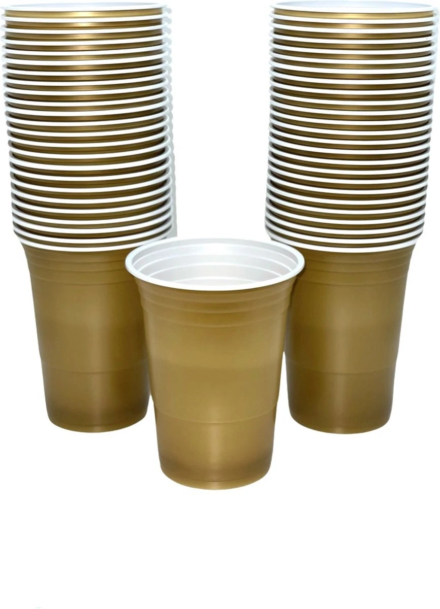 Merkloos Gold Cups - 50stuk(s) - 475ml - Party Cups - Drankspel - Beerpong Bekers - Beerpong - Plastic Bekers 1 Merkloos Gold Cups - 50stuk(s) - 475ml - Party Cups - Drankspel - Beerpong Bekers - Beerpong - Plastic Bekers