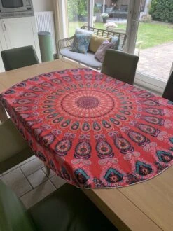 Merkloos Mandala Tafelkleed - Mandala Kleed Rond - Tafelkleed Rond - Tafellaken - Rood - 130CM -Tafelwaren Verkoop 899x1200 43