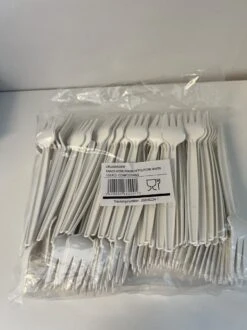 CPLA Bio Snackvork Met Snijrand 13cm WIT 100 Stuks | 100% Composteerbaar. Voor Horeca Friet, Snack, Eten, Partyfeest