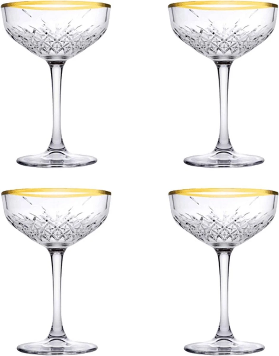 Pasabahce Champagnecoupe Timeless 27 Cl - Transparant Goud 4 Stuk(s) 5 Pasabahce Champagnecoupe Timeless 27 Cl - Transparant Goud 4 Stuk(s) - Afbeelding 5