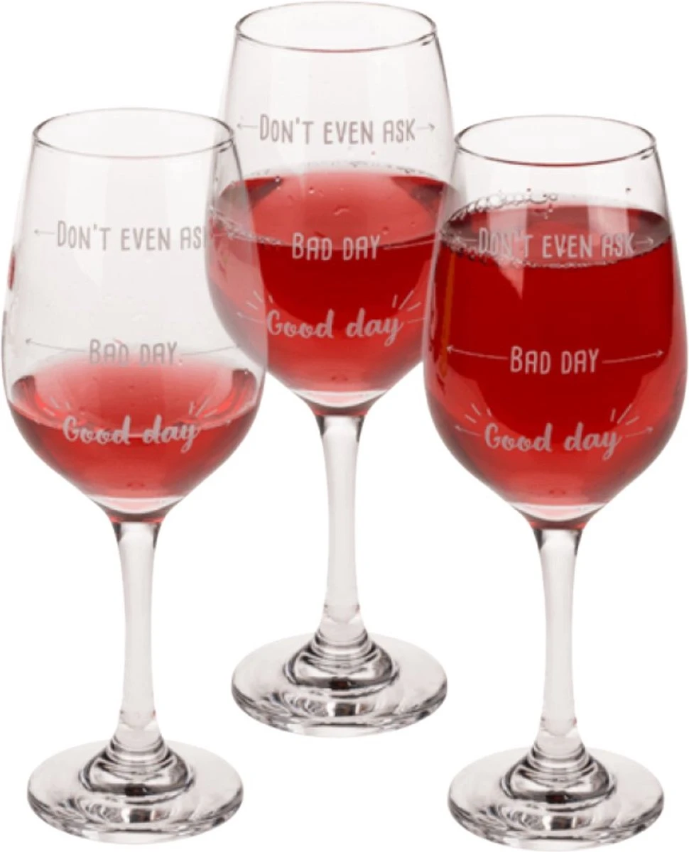 Out Of The Blue Grappig Wijnglas Met Tekst - Wijncadeau Voor Vrouwen - Cadeau Sinterklaas Kerst Verjaardag - Wijnglas Met Wijnhumor En Print: Good Day, Bad Day, Don’t Even Ask 6 Out Of The Blue Grappig Wijnglas Met Tekst - Wijncadeau Voor Vrouwen - Cadeau Sinterklaas Kerst Verjaardag - Wijnglas Met Wijnhumor En Print: Good Day, Bad Day, Don’t Even Ask - Afbeelding 6