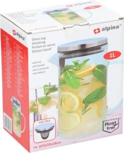 Alpina Karaf Met Deksel 1 Liter Glas/rvs Transparant/zilver -Tafelwaren Verkoop 972x1200 4