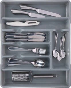 Merkloos Bestekbak/bestekhouder - Uitschuifbaar - Grijs - 44 Cm - 5 Tot 7 Vakken -Tafelwaren Verkoop 978x1200